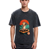 Tokyosol Otter Eating Sushi Washed T Shirt