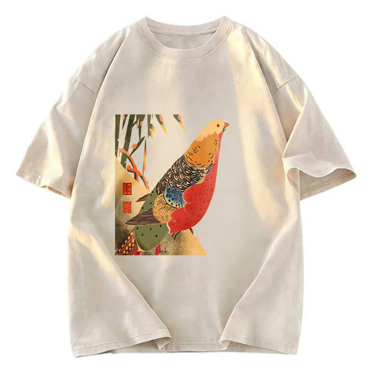 Tokyosol Golden Pheasant In The Snow Washed T Shirt