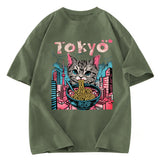 Tokyosol Tokyo Ramen Pink Cat Washed T Shirt