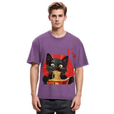 Tokyosol Japanese Ramen Black Cat Washed T Shirt