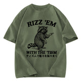 Tokyosol Funny Raccoon Charm Washed T Shirt
