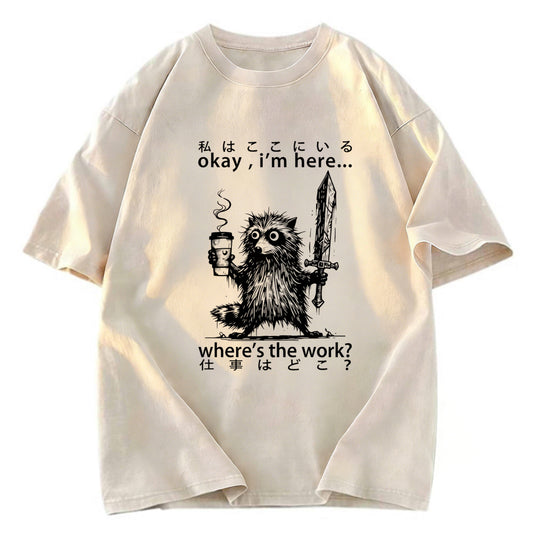 Tokyosol Raccoon Ready To Work Washed T Shirt