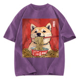 Tokyosol Shiba Lnu Eating Ramen Washed T Shirt