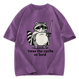 Tokyosol Fat Raccoon Sword Humor Washed T Shirt