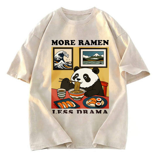 Tokyosol More Ramen Less Drama Panda Washed T-Shirt