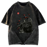 Tokyosol Retro Red Crowned Crane Washed T Shirt