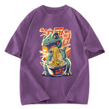 Tokyosol Cute Dinosaur Ramen Washed T Shirt