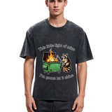 Tokyosol Dumpster Fire Raccoon Washed T Shirt