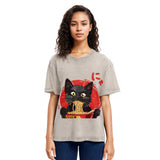 Tokyosol Japanese Ramen Black Cat Washed T Shirt
