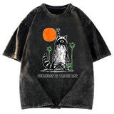 Tokyosol Everyday Is Trash Day Raccoon Washed T Shirt