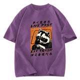 Tokyosol Raccoon Live Fast Eat Trash Washed T Shirt