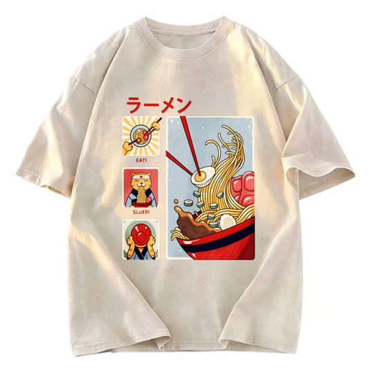 Tokyosol Making Ramen Steps To Cats Washed T-Shirt
