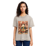 Tokyosol Kawaii Japanese Cute Ramen Cat Washed T Shirt