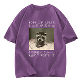 Tokyosol Raccoon Woke Up Again Washed T Shirt