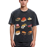 Tokyosol Cute Cat Sushi Washed T Shirt