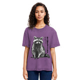Tokyosol Funny Kawaii Raccoon Washed T Shirt