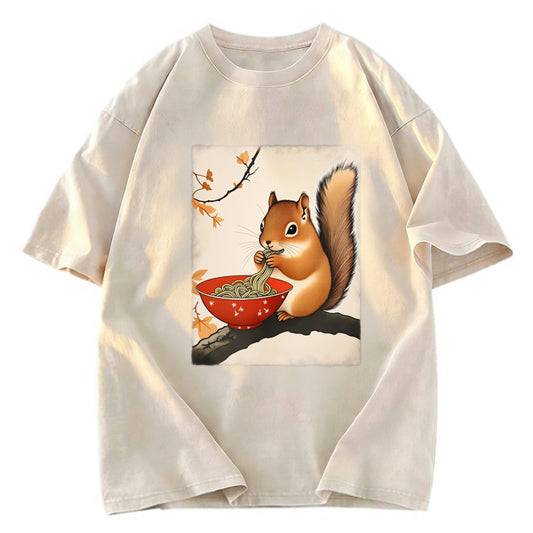 Tokyosol Squirrel Eating Ramen Washed T Shirt
