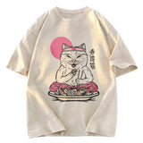 Tokyosol Cute Sushi Cat Eating Washed T Shirt