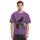 Tokyosol Crow Riding A Cat Washed T Shirt