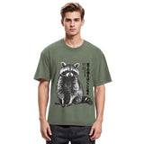 Tokyosol Funny Kawaii Raccoon Washed T Shirt