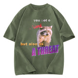 Tokyosol Viral Raccoon Meme Washed T Shirt