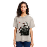 Tokyosol Retro Red Crowned Crane Washed T Shirt