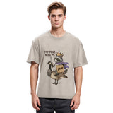 Tokyosol Funny Raccoon King Riding Goose Washed T Shirt