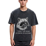Tokyosol Stupid Raccoon Funny Washed T Shirt