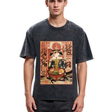 Tokyosol Kawaii Japanese Cute Ramen Cat Washed T Shirt