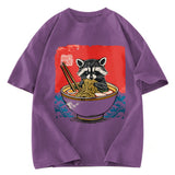 Tokyosol Ramen Lover Raccoon Washed T Shirt