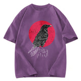 Tokyosol Viking Raven Crow Witchcraft Occult Pagan Washed T Shirt