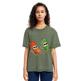 Tokyosol Funny Sushi Sunbathing Washed T Shirt
