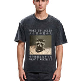 Tokyosol Raccoon Woke Up Again Washed T Shirt