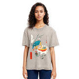 Tokyosol Bird And Ramen Ukiyoe Washed T Shirt