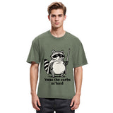 Tokyosol Fat Raccoon Sword Humor Washed T Shirt
