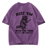 Tokyosol Funny Raccoon Charm Washed T Shirt