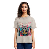 Tokyosol Tokyo Ramen Pink Cat Washed T Shirt
