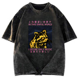 Tokyosol Raccoon Listening To Music Washed T Shirt