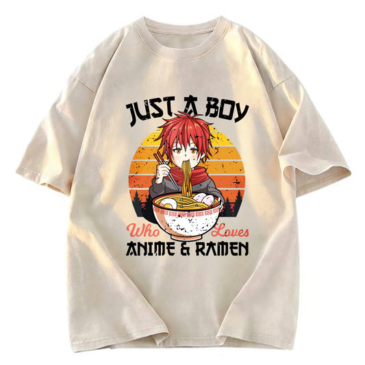 Tokyosol Just A Boy Who Loves Anime And Ramen Washed T Shirt