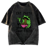 Tokyosol Eat Pasta Jump Fasta Washed T Shirt