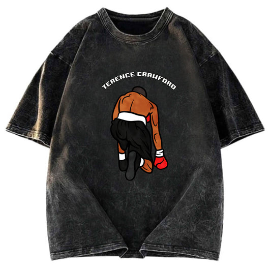 Tokyosol Terence Crawford Boxing Cartoon Art Washed T-Shirt