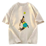 Tokyosol Dog Playing Rugby Washed T-Shirt