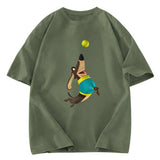 Tokyosol Dog Playing Rugby Washed T-Shirt