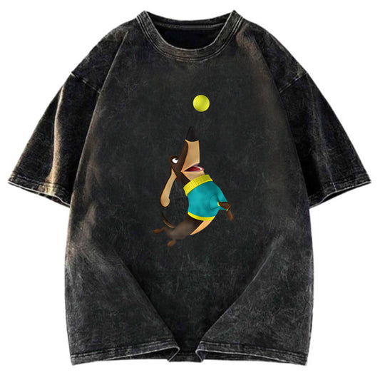 Tokyosol Dog Playing Rugby Washed T-Shirt