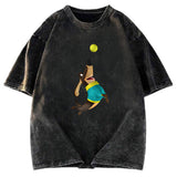 Tokyosol Dog Playing Rugby Washed T-Shirt