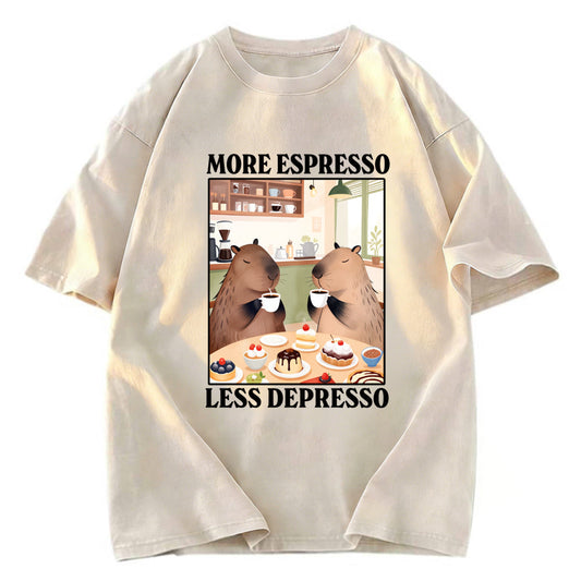 Tokyosol Capybaras Drink Coffee Washed T-Shirt