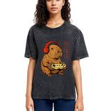Tokyosol Japanese Gamer Capybara Washed T-Shirt