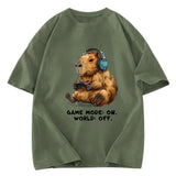 Tokyosol Capybara Life:Paused.Game:ON. Washed T-Shirt