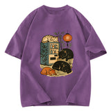 Tokyosol Japanese Vending Machine Cat Washed T-Shirt