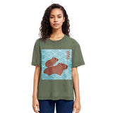 Tokyosol Kawaii Capybara Ukiyo-e Washed T-Shirt